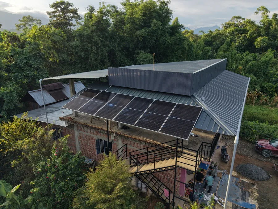 Rooftop solar panels installed on a home in Imphal, Manipur